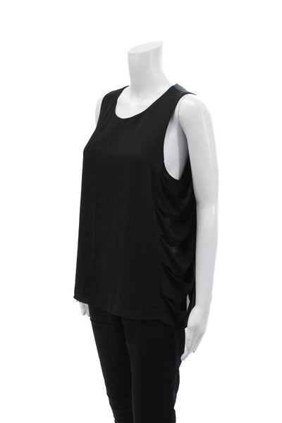 BCBGMAXAZRIA Womens Round Neck Sleeveless Sleek Tank Top Black Size L