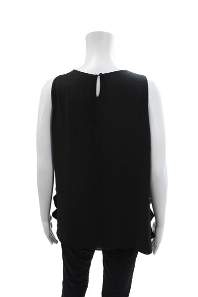 BCBGMAXAZRIA Womens Round Neck Sleeveless Sleek Tank Top Black Size L
