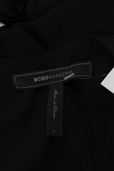 BCBGMAXAZRIA Womens Round Neck Sleeveless Sleek Tank Top Black Size L