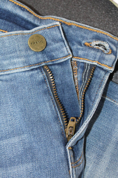 Frame Womens Textured Zip Button Skinny Leg Denim Jeans Blue Size EUR 26