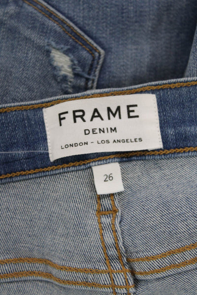 Frame Womens Textured Zip Button Skinny Leg Denim Jeans Blue Size EUR 26