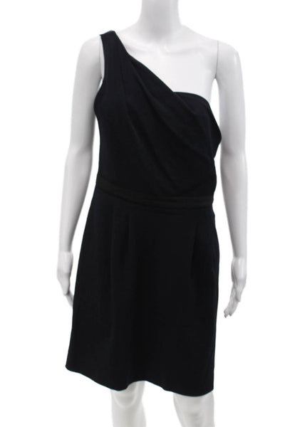 Theory Womens Textured One Sleeve Zip Lined Mini Short Dress Navy Size 10