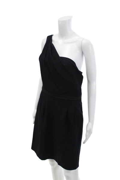 Theory Womens Textured One Sleeve Zip Lined Mini Short Dress Navy Size 10