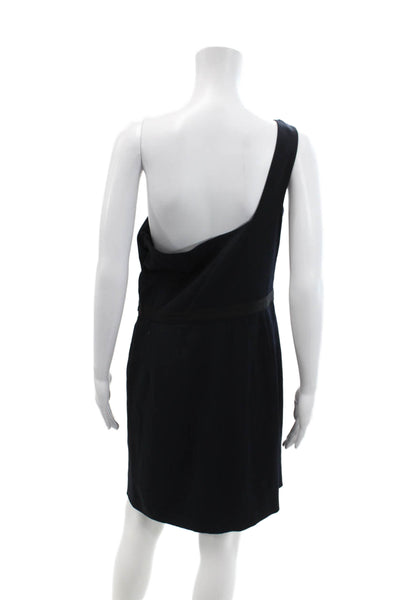 Theory Womens Textured One Sleeve Zip Lined Mini Short Dress Navy Size 10