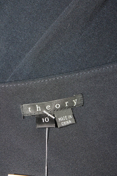 Theory Womens Textured One Sleeve Zip Lined Mini Short Dress Navy Size 10
