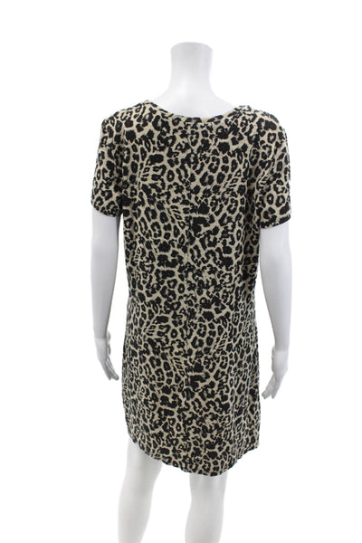 Generation Love Womens Short Sleeve Round Neck Animal Print T-shirt Dress Brown