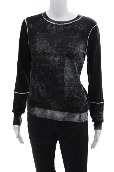 Ecru Womens Long Sleeve Crew Neck Sweatshirt Black Gray Cotton Size Small