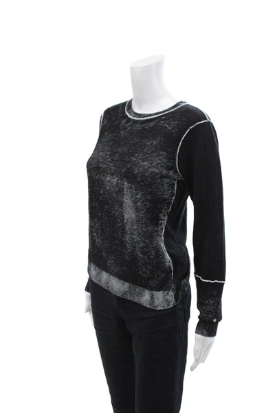 Ecru Womens Long Sleeve Crew Neck Sweatshirt Black Gray Cotton Size Small