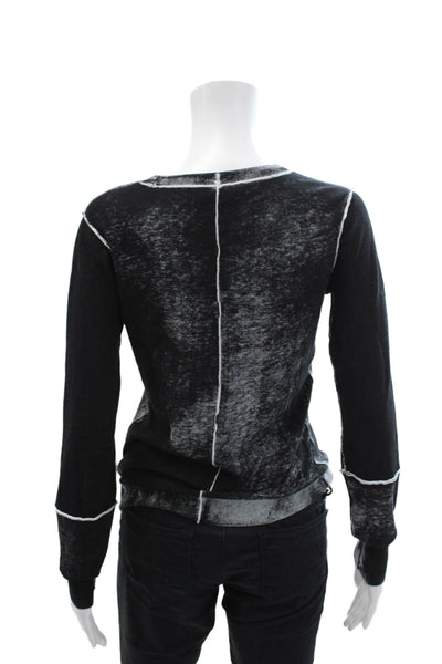 Ecru Womens Long Sleeve Crew Neck Sweatshirt Black Gray Cotton Size Small