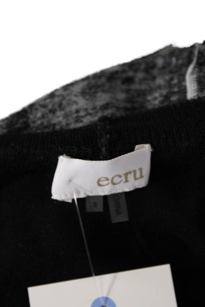 Ecru Womens Long Sleeve Crew Neck Sweatshirt Black Gray Cotton Size Small