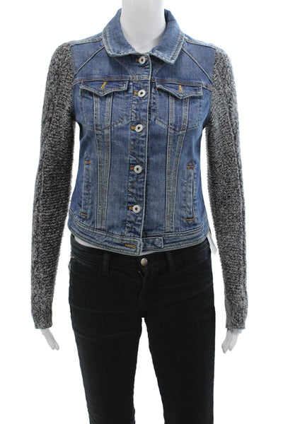 Pilcro Anthropologie Womens Button Front Collared Jean Jacket Blue Gray Size XS