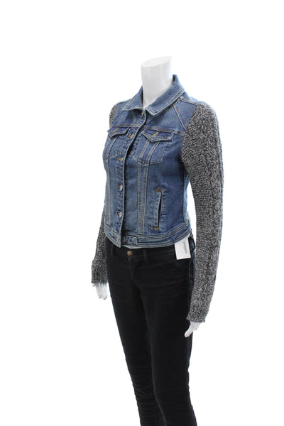 Pilcro Anthropologie Womens Button Front Collared Jean Jacket Blue Gray Size XS
