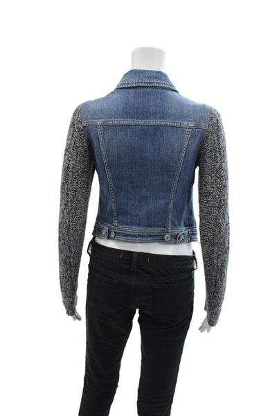 Pilcro Anthropologie Womens Button Front Collared Jean Jacket Blue Gray Size XS