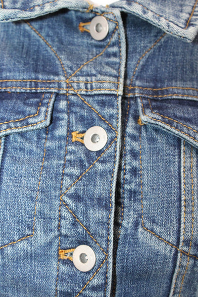Pilcro Anthropologie Womens Button Front Collared Jean Jacket Blue Gray Size XS