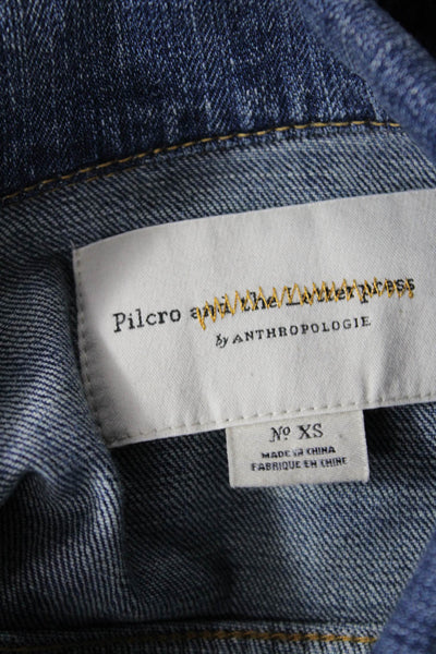 Pilcro Anthropologie Womens Button Front Collared Jean Jacket Blue Gray Size XS
