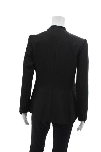Zara Womens Long Sleeve Ruffled Open Front Jacket Black White Size Extra Small