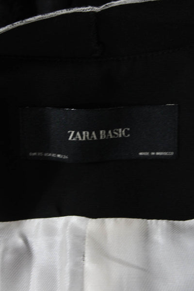Zara Womens Long Sleeve Ruffled Open Front Jacket Black White Size Extra Small