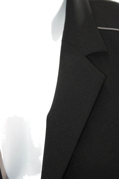 DKNY Womens Single Button Notched Lapel Blazer Jacket Black Gray Size 2