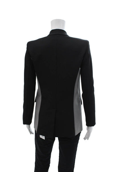 DKNY Womens Single Button Notched Lapel Blazer Jacket Black Gray Size 2