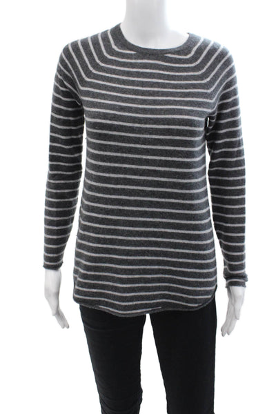 Ply Cashmere Womens Long Sleeve Striped Cashmere Sweater Gray Size Extra Small