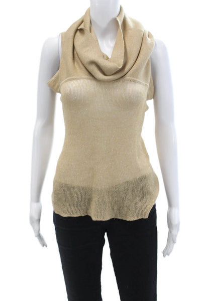 Autumn Cashmere Womens Cashmere Sleeveless Cowl Neck Sweater Gold Size M