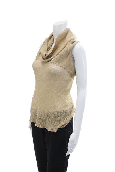 Autumn Cashmere Womens Cashmere Sleeveless Cowl Neck Sweater Gold Size M