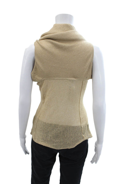 Autumn Cashmere Womens Cashmere Sleeveless Cowl Neck Sweater Gold Size M