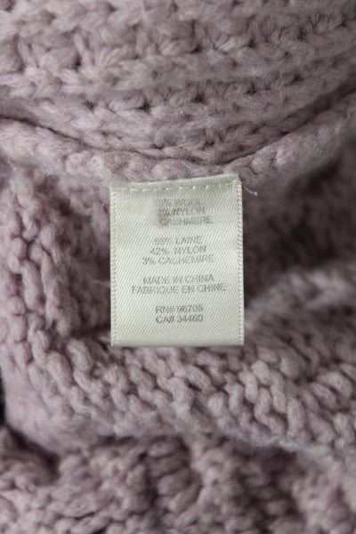 Rebecca Taylor Womens Woven Print Knit Round Neck Pullover Sweater Purple Size S