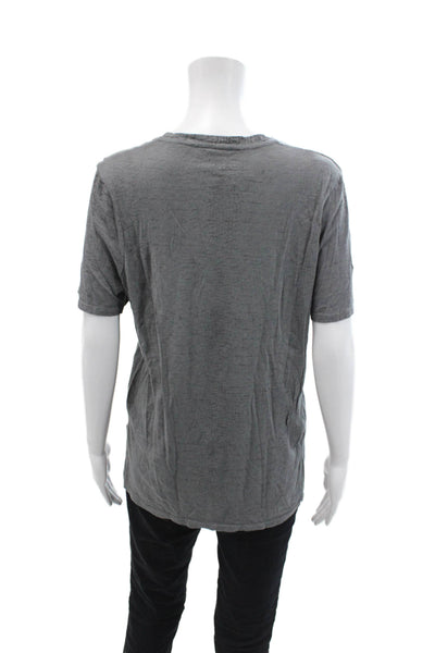 Zadig & Voltaire Womens Cotton Animal Skin Print V-Neck T-Shirt Gray Size M