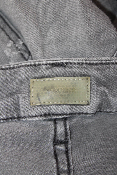 Mother Womens Cotton The High Waisted Looker Distressed Jeans Gray Size  27