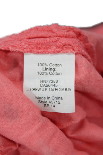 J Crew Womens Cotton Eyelet Embroidered Straight Mini Pencil Skirt Pink Size 0