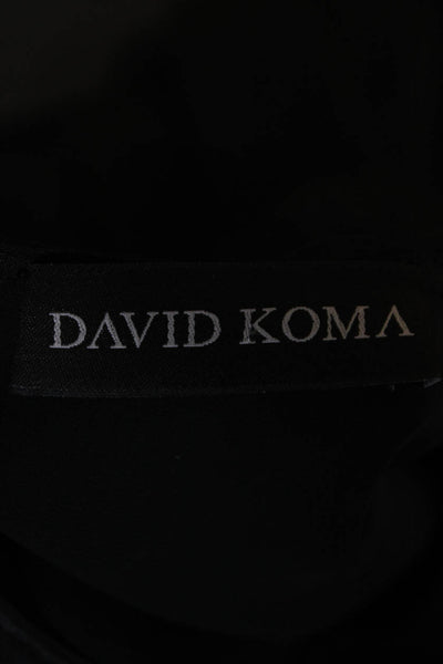 David Koma Womens Long Sleeves V Neck Back Zipper Blouse Black Size 12