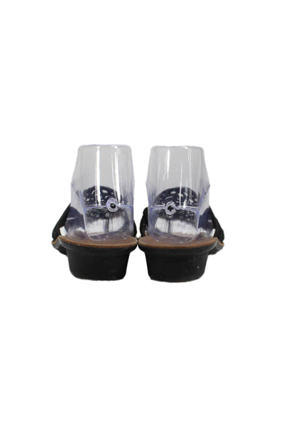 Paul Green Womens Leather Laser Cut Slide On Thong Sandals Black Size 6.5