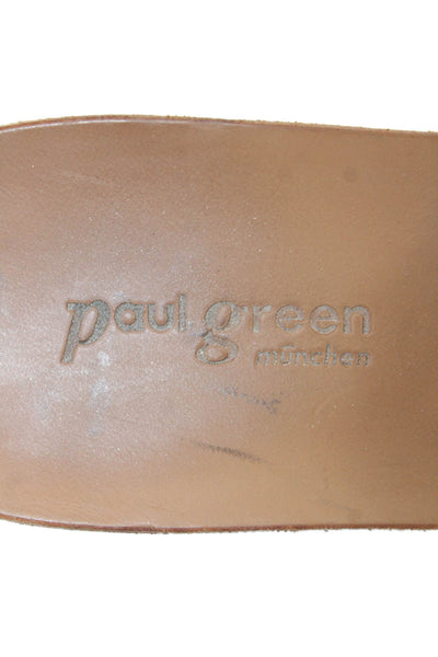 Paul Green Womens Leather Laser Cut Slide On Thong Sandals Black Size 6.5