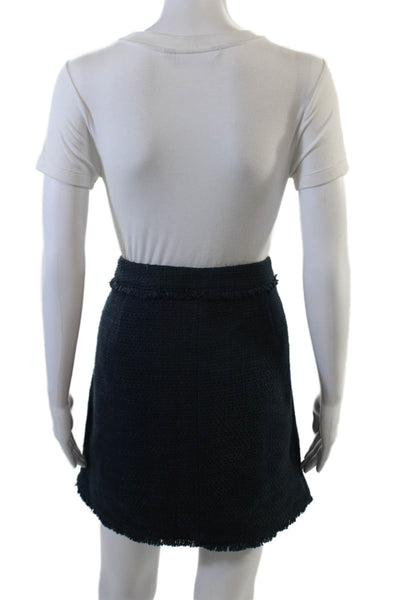Cinq à Sept Womens Tweed A Line Jaycie Skirt Navy Blue Cotton Size 14