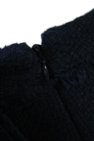 Cinq à Sept Womens Tweed A Line Jaycie Skirt Navy Blue Cotton Size 14