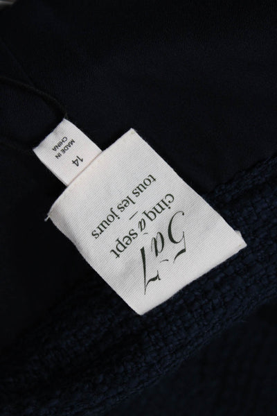 Cinq à Sept Womens Tweed A Line Jaycie Skirt Navy Blue Cotton Size 14