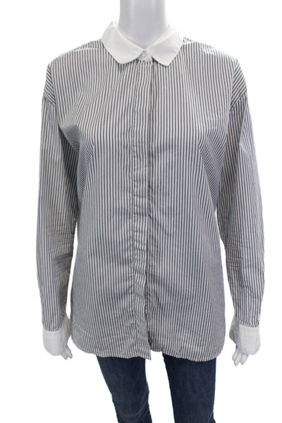 James Perse Women's Long Sleeves Collared Button Down Striped Shirt Size 3