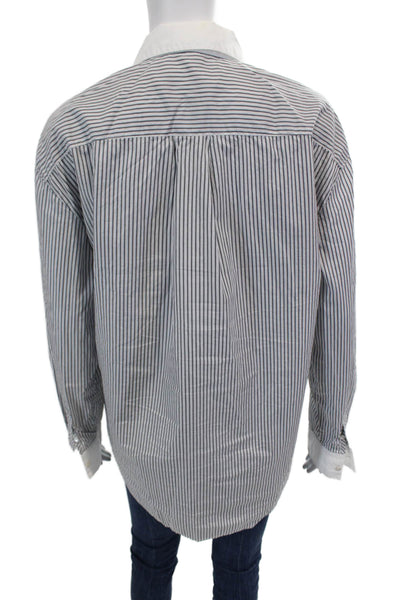 James Perse Women's Long Sleeves Collared Button Down Striped Shirt Size 3