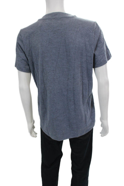 Jason Scott Mens Button Front Short Sleeve Baseball Jersey Shirt Blue Medium