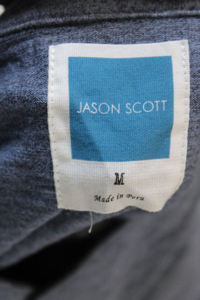 Jason Scott Mens Button Front Short Sleeve Baseball Jersey Shirt Blue Medium