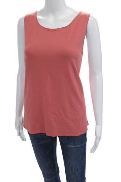 Eileen Fisher Womens Scoop Neck Knit Boxy Tank Top Pink Size Large