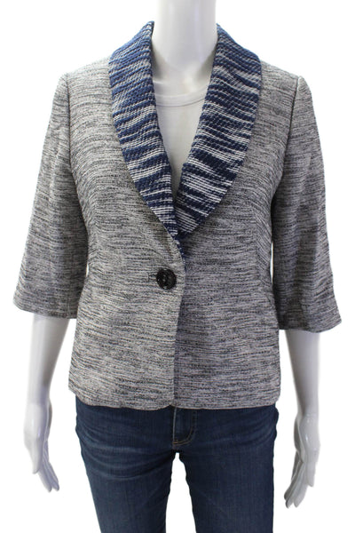 Milly Of New York Womens Cotton Textured Short Sleeve Jacket Gray Size 8