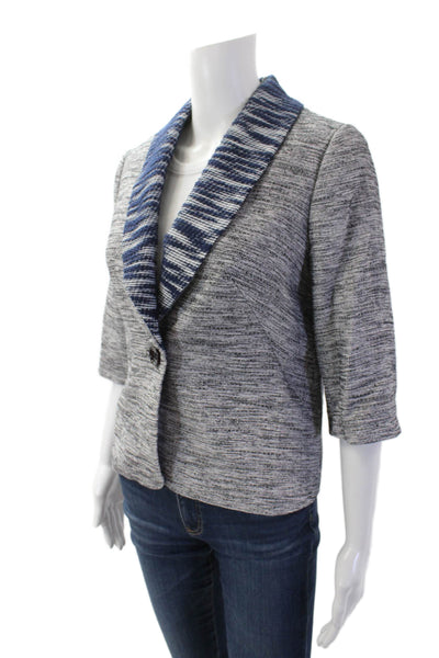 Milly Of New York Womens Cotton Textured Short Sleeve Jacket Gray Size 8