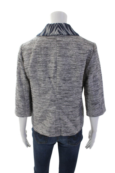 Milly Of New York Womens Cotton Textured Short Sleeve Jacket Gray Size 8