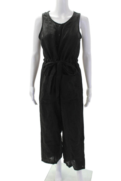 Apiece Apart Womens Scoop Neck Sleeveless Button Lined Jumpsuit Black Size XS