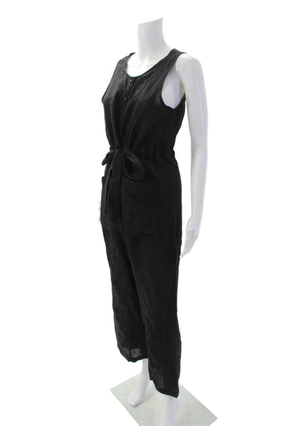 Apiece Apart Womens Scoop Neck Sleeveless Button Lined Jumpsuit Black Size XS