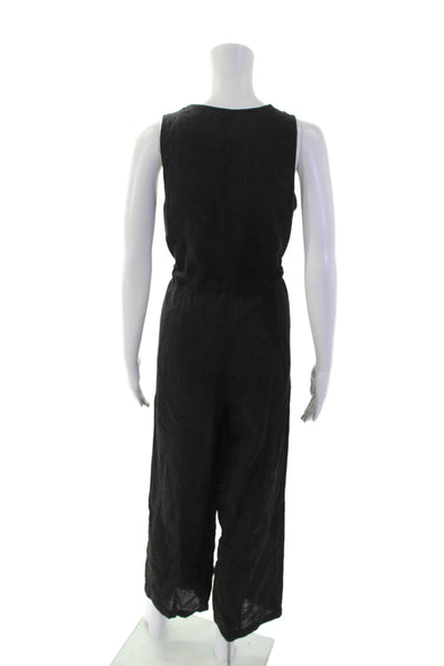 Apiece Apart Womens Scoop Neck Sleeveless Button Lined Jumpsuit Black Size XS
