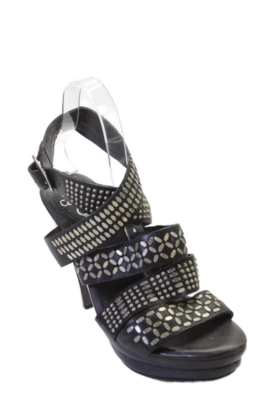 Colleen Cordero Womens Textured Open Toe Strappy Slip On Heels Brown Size 9