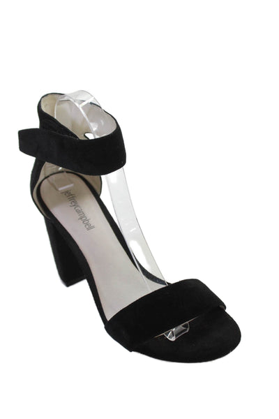 Jeffrey Campbell Womens Suede Open Toe Ankle Strap Heels Solid Black Size 8